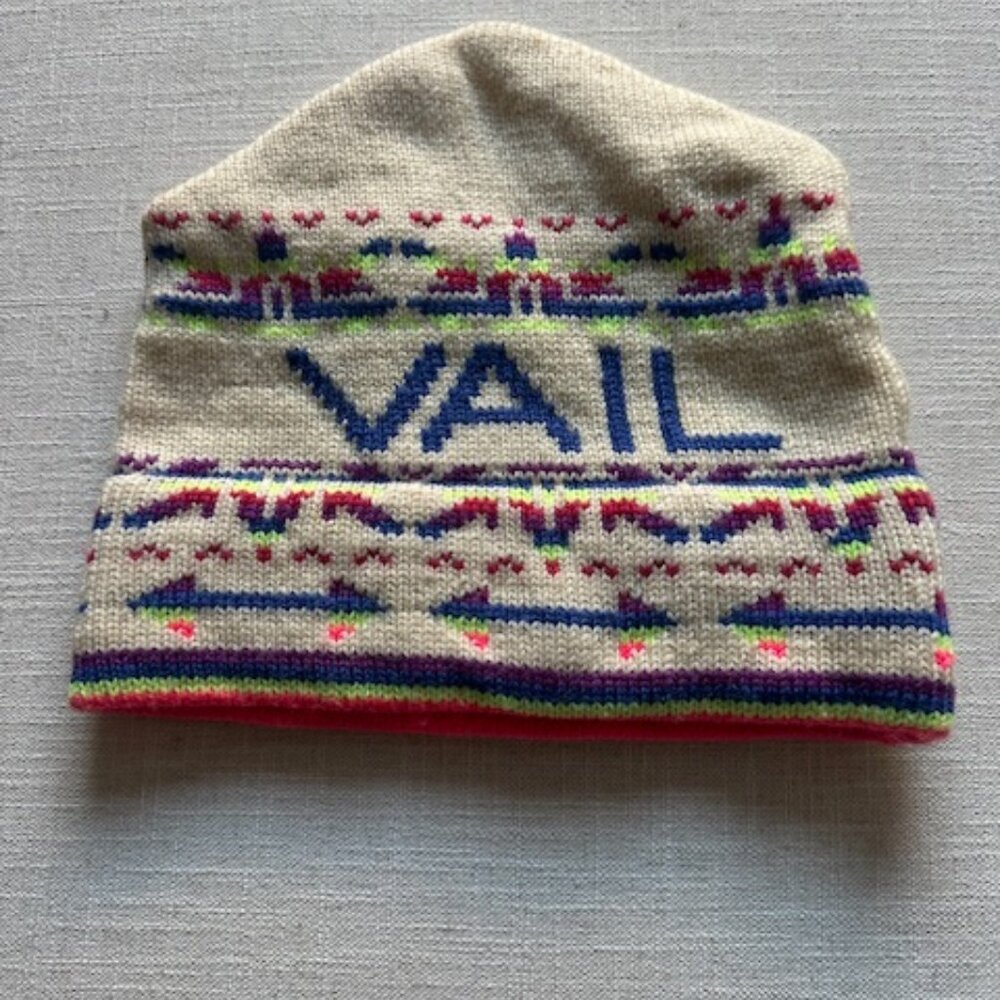 Murray Merkley Sportswear | Vintage Virgin Wool Knit Cap Ski Hat Beanie VAIL